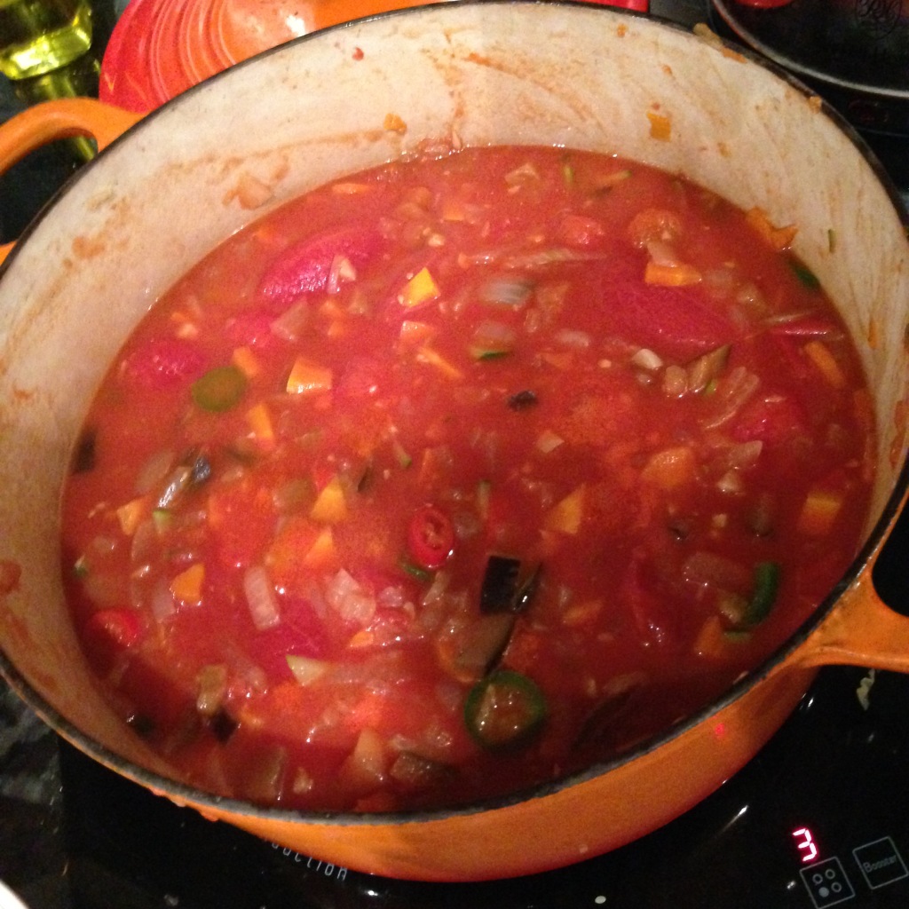 Sauce cooking down